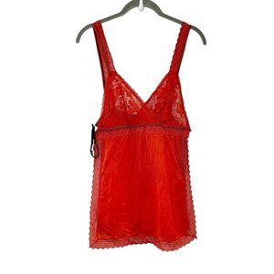 Vintage 70s Made in California Red Lingerie Top Lace Open Tie Sides Festival M